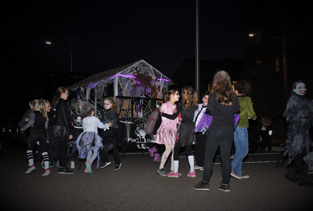 Zombie ballerinas of Redancers and the Peconic Ballet Theater practicing their routines before the parade.  