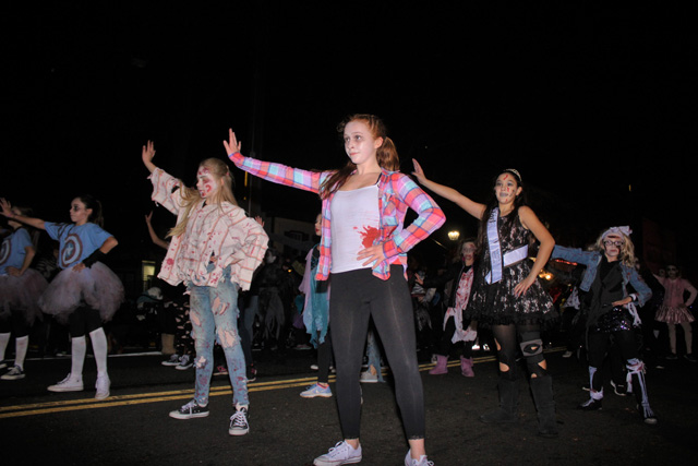 Redancers marching with their banner to present Thriller.