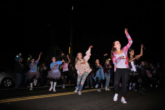 Redancers marching with their banner to present Thriller.