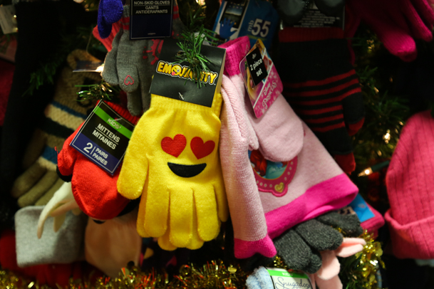 Some of the gloves on the tree at the gift shop.