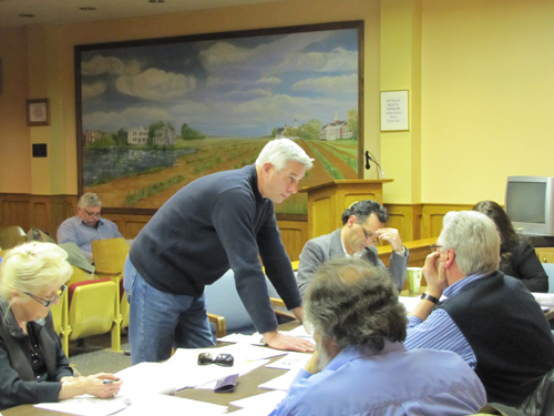 John Barci explains his proposal for two-day music festival and barbecue contest in downtown Riverhead to the Riverhead Business Improvement District Management Association Wednesday (Credit: Tim Gannon)