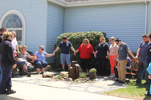 Heidi Behr's family and friends gathered Sunday at Riverhead Volunteer Ambulance Corp's headquarters for a memorial service. (Credit: Jen Nuzzo photos and video)