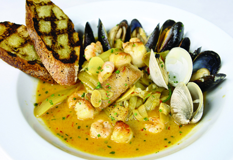 RANDEE DADDONA PHOTO | Bouillabaisse with Saffron Fennel Broth, prepared by chef Noah Schwartz of Noah's Restaurant, Greenport.