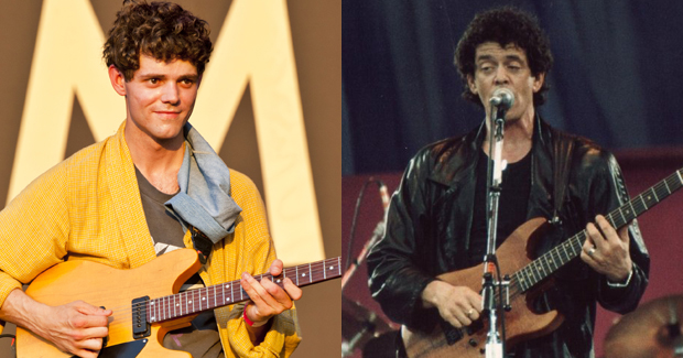 Connor playing lead guitar at Brooklyn waterfront concert on July 22.