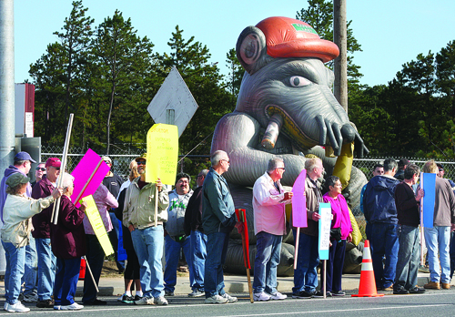 BARBARAELLEN KOCH PHOTO | Foxwood Village residents picketed in front of the Costco constuction site on Route 58 Tuesday morning.