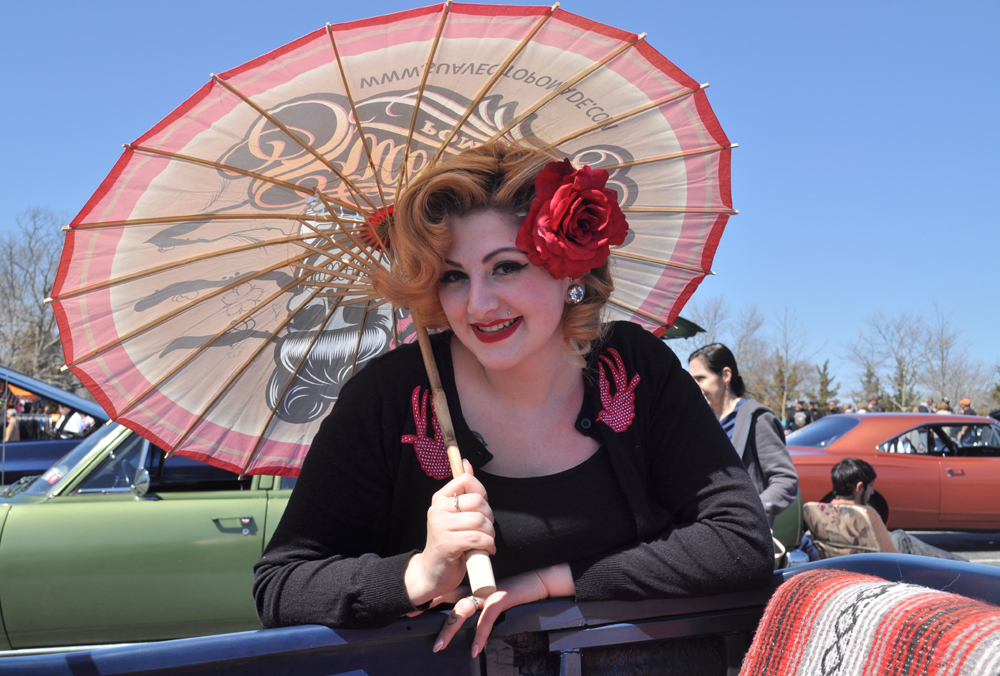 Dizzy Doll of Mastic Beach poses with her uncle Bob's 1933 Ford Roadster. (Credit: Vera Chinese)