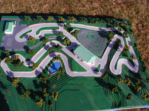 A model of the planned F1 go-kart facility as it appears on the company’s website.