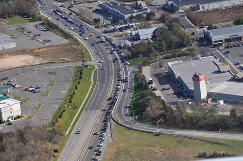 GIANNA VOLPE PHOTO | Gas lines stretching from the Route 58 Hess near Tanger.