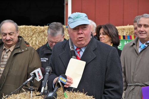 Joe Gergela at a L.I. Farm Bureau press conference last month in Melville. (Credit: Carrie Miller)