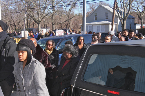 BARBARAELLEN KOCH PHOTO | A long line of mourners arrived early Saturday at Galiee First Church of God in Christ.