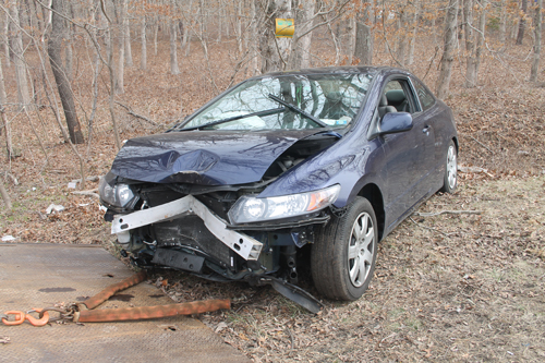 PAUL SQUIRE PHOTO | Three children were hurt after a car crashed into a tree in Calverton.