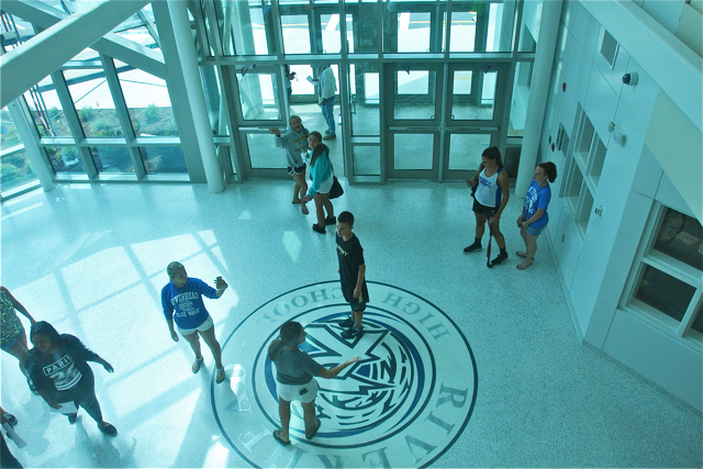 A view of the new front lobby from the second floor atrium.