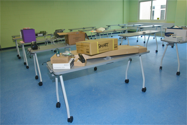 The old main office has been turned into a multi-use classroom.