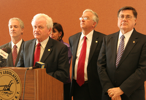The Suffolk County Legislature proposed a $100 million budget deficit reduction plan Tuesday.
