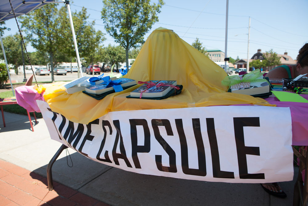 A collection area set up for time capsule contents. (Credit: Katharine Schroeder)