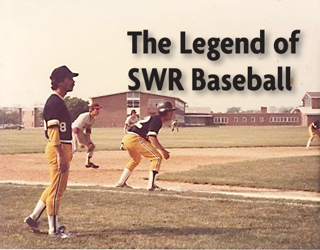 Sal Mignano patrols the third base coaching box at Southampton High School around the 1982 season. (Credit: Courtesy photo)