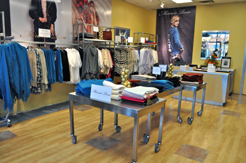 Minnie Rose, a high-end women's cashmere line, opened its first brick-and-mortar store at Tanger Outlets in Riverhead last week. (Rachel Young photo)