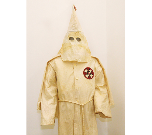 BARBARAELLEN KOCH PHOTO | A KKK garment given to the Suffolk County Historical Society by an anonymous donor. The robes are from Long Island.