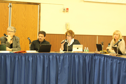 School board president Ann Cotten-DeGrasse, and board members Tom Carson, Amelia Lantz and Sue Koukounas.