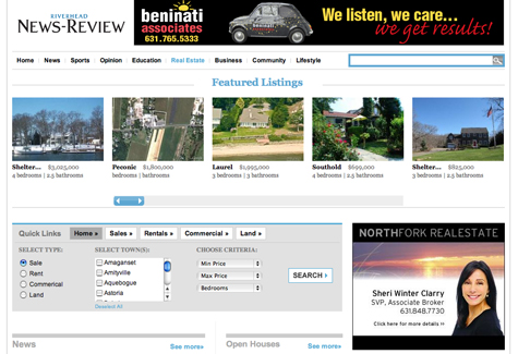 Riverhead News-Review Real Estate North Fork Riverhead News-Reviewrecently expanded its online real estate section to give readers a one-stop shop for North Fork house hunting.