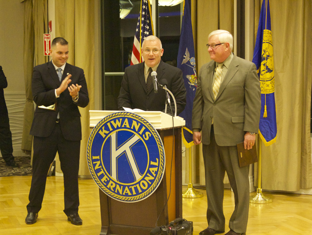 Anthony Montalbano, left, and James Lydon, right, received the Riverhead Police Department's (Credit: Nicole Smith)