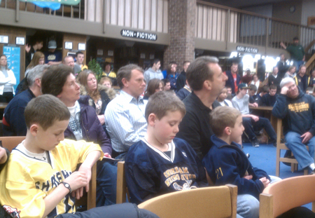 SWRBOE SAMANTHA BRIX PHOTO | Supporters of SWR boys lacrosse coach Tom Rotanz jammed Tuesday night's Board of Education meeting.