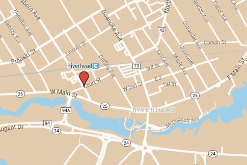 Police say an elderly woman had her purse stolen at this intersection in downtown Riverhead. (Credit: Google Maps)