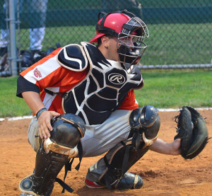 ROBERT O'ROURK PHOTO | Shelter Island catcher Joe Burns was named the most valuable player of the inaugural Hamptons Collegiate Baseball League All-Star Game.