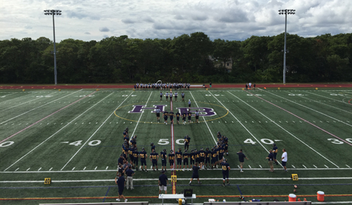 Hampton Bays High School, the home of the Wildcats. Not quite, but for one game, Shoreham-Wading River was the official home team in Hampton Bays. (Credit: Bob Liepa)