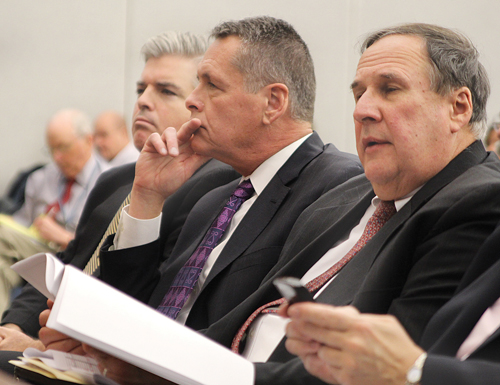 JENNIFER GUSTAVSON FILE PHOTO | County Comptroller Joseph Sawicki, center, listens to a 2012 presentation on the county's fiscal situation.