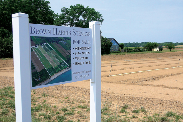 A farm for sale on Oregon Road in Mattituck. (Credit: Barbaraellen Koch)