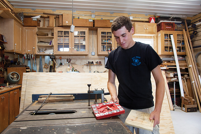Christian originally began constructing the boat in his garage, but it quickly became too big to fit, so he now keeps it outdoors. (Credit: Chris Lisinski)
