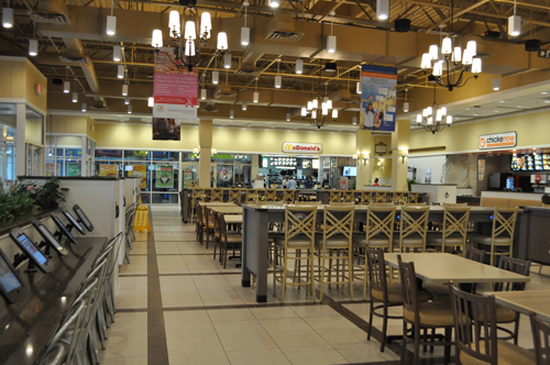 Tanger 2's food court was recently renovated and features raised seating and, at left, an