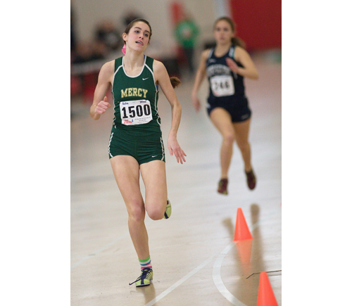 GARRET MEADE PHOTO  |  McGann-Mercy junior Delina Auciello was third in the 600.