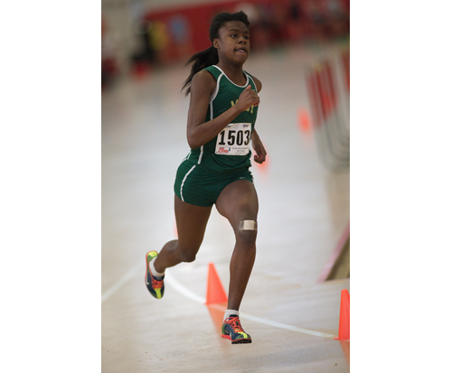 GARRET MEADE PHOTO  |  McGann-Mercy junior Danisha Carter competes in the 300.