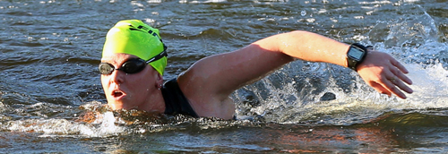 Katie Boland, who had the second-fastest swim time, finished third in the woman's race in the fourth annual Riverhead Rocks Olympic Distance Triathlon. (Credit: Daniel De Mato)