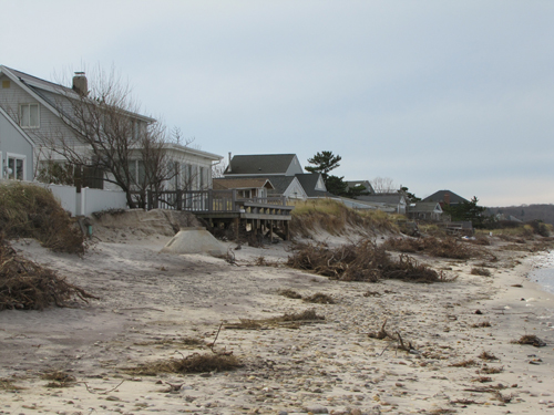 TIM GANNON FILE PHOTO | Depleted beach along Creek Road in Wading River.