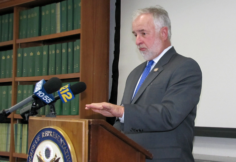 SAMANTHA BRIX PHOTO | Congressman Tim Bishop publicly opposed steep cuts in a federal spending plan passed by the House of Representatives last Saturday which could force Brookhaven National Laboratory to cut a third of its work force and close two cutting edge facilities.