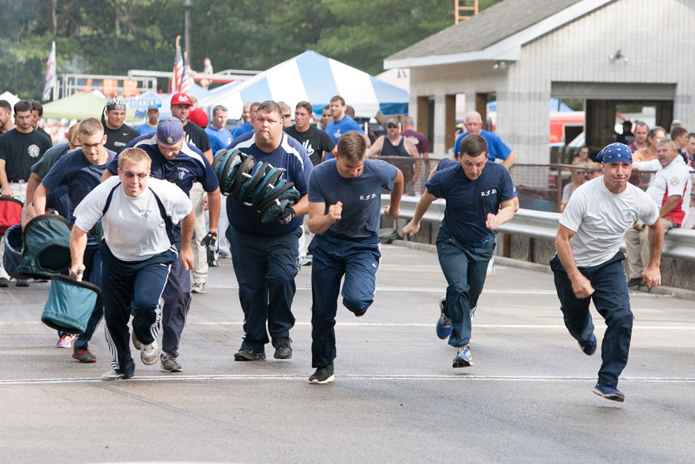 Riverhead Ironmen in bucket brigade competition.