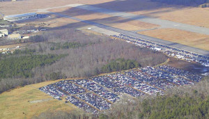 DEC COURTESY PHOTO | Sandy-damaged cars parked on grasslands at EPCAL in early January.