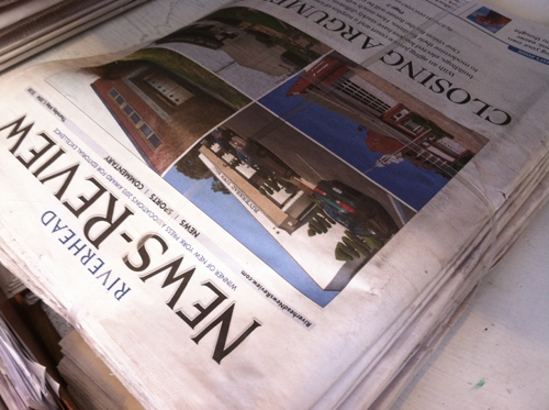 Bundled News-Review newspapers. 