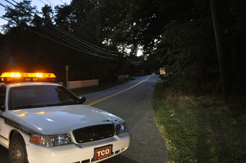 JOSEPH PINCIARO PHOTO | North Wading River Road was shut down for about two hours on Monday afternoon.