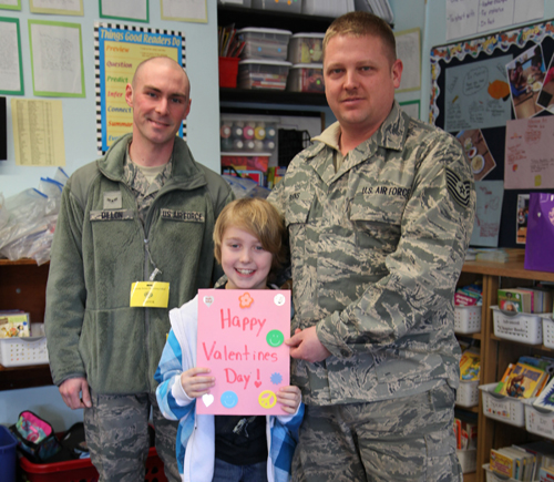 Courtesy Photo | David Burns (center) with his dad, Airman Joshua Burns (right) and Airman Brian Dillon. 