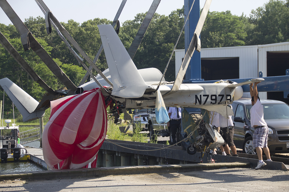 The front of the plane's fuselage was falling off as the plane was returned to land. (Credit: Paul Squire)