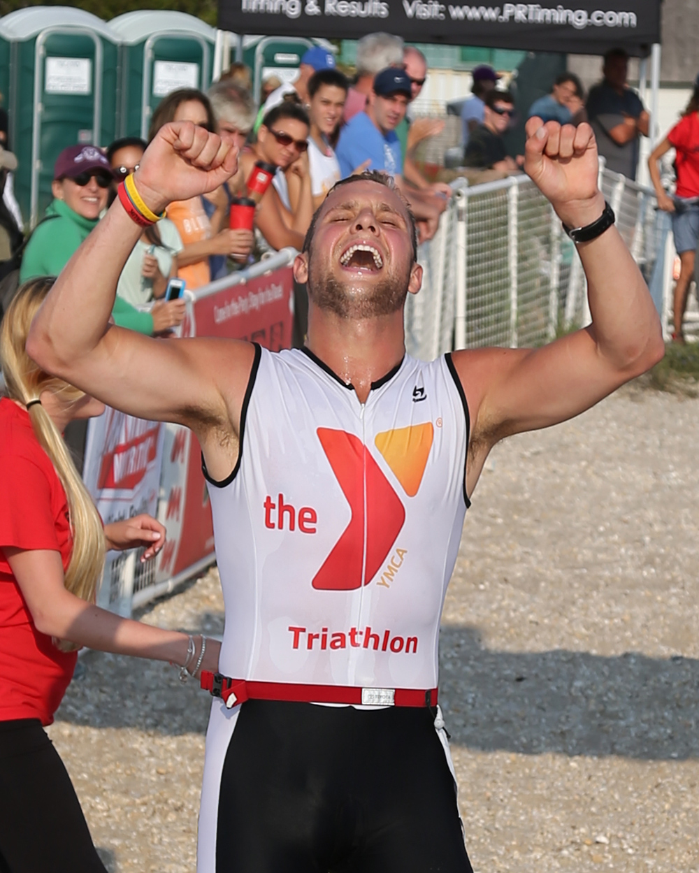 Tim Steiskal of Brookhaven was the winner of the Mighty North Fork Triathlon with a time of 46:36. The event was held at Cedar Beach in Southold Sunday. (Credit: Daniel De Mato)