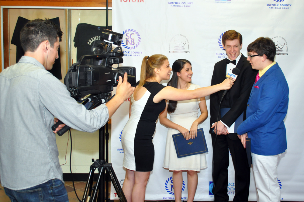 Nominees from Bishop McGann-Mercy's production of 'Death of a Salesman' included winner Patrick O'Brien, center, Danielle Allan, left, and Ian Byrne, right. (Credit: Grant Parpan)